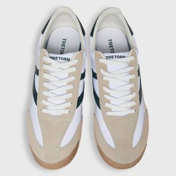 Tretorn Shoes - Tretorn White, Beige & Dark Green Low-Profile Sneakers